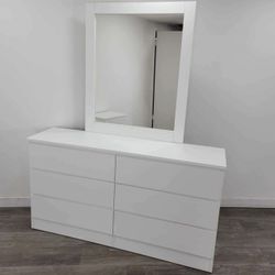 WHITE 6 Drawer Dressers - Also In Black, Brown & Grey