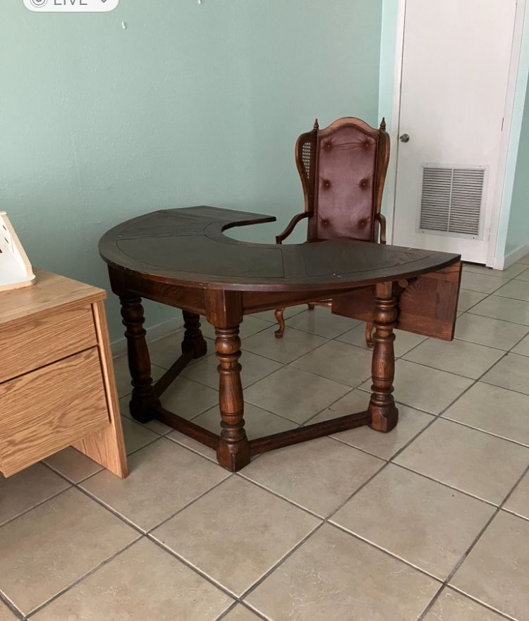 Antique Dining Game Table Set with Chair 
