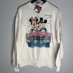 Vintage Disney Mickey & Minnie Mouse California Crewneck Pullover Mens XL White