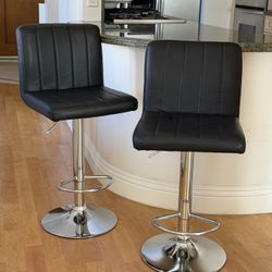 LIKE NEW Adjustable Barstools with Faux Leather Seats (Set of 2)