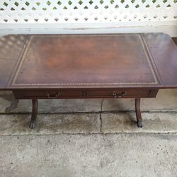 Antique Leather Top Coffee Table