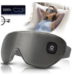 Cordless Heated Eye Mask, Washable Dry Eye Mask Warm Eye Compress Mask with Flaxseed, USB Electric Eye Heating Pad for Stye Sinus Blepharitis MGD Eye 