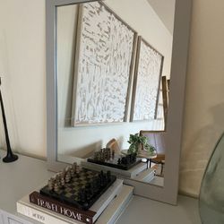 32” X 24” Approx Gray Vanity Wall Decor Gray Wood Mirror Frame 