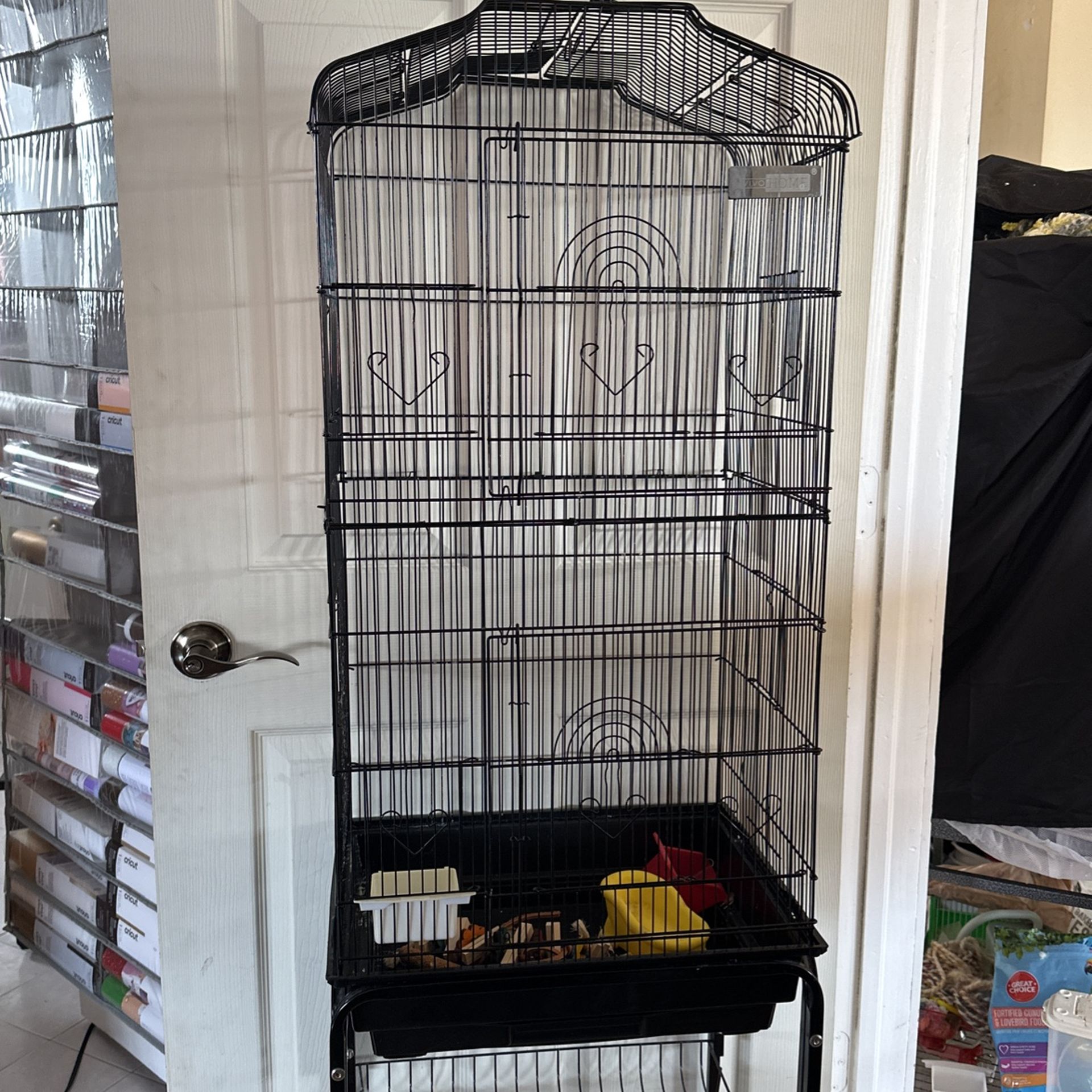 Bird Cage: Opens On top And Side With Toys