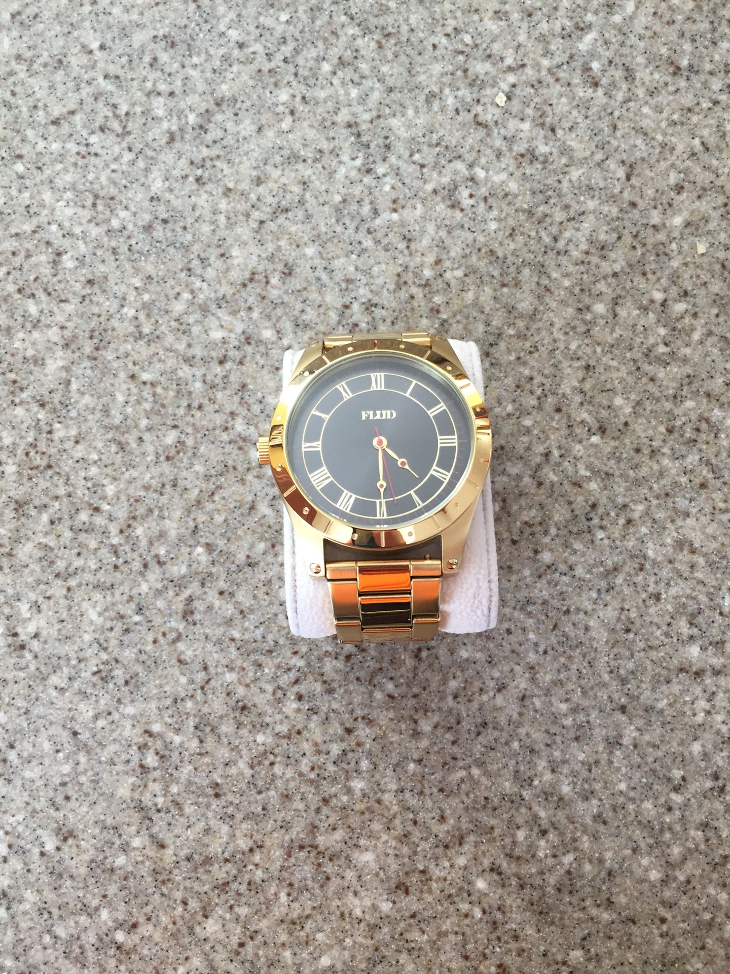 Flud Black Face Gold Link Watch