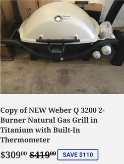 Copy of NEW Weber Q 3200 2-Burner Natural Gas Grill in Titanium with Built-In Thermometer