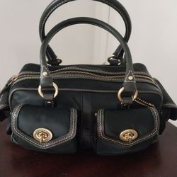 Y2k Coach   Leather & Satin Gallery Pocket Satchel Bag