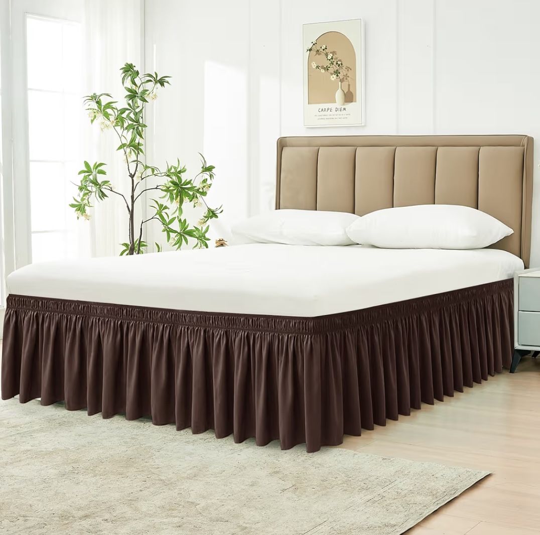 Biscaynebay Wrap Around Bed Skirt, for QUEEN Beds, 12” Drop