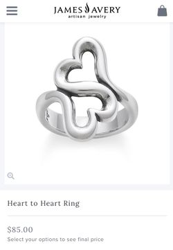 James Avery Silver - Heart to Heart ring size 7