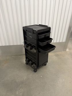 Black Salon Trolley Cart with Drawers
