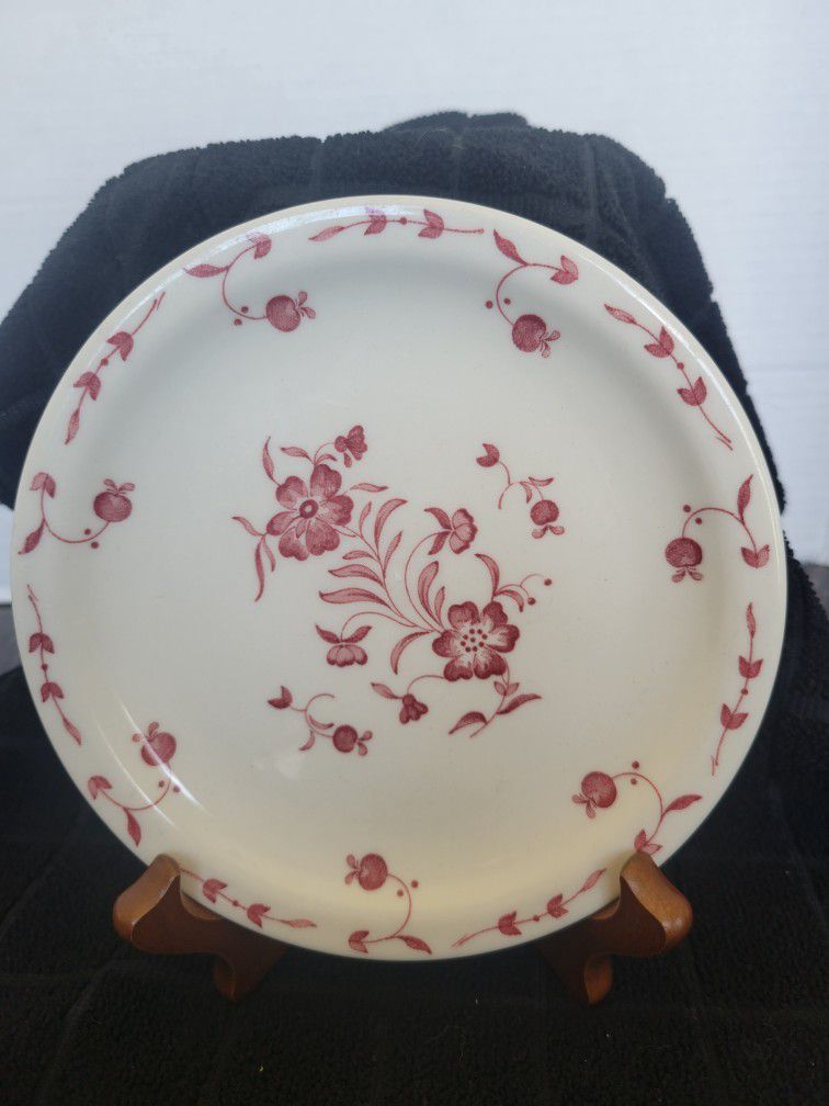 Single 6.5" Vtg Syracuse China Restaurant Ware Saucer Red Floral Pattern 12-cc