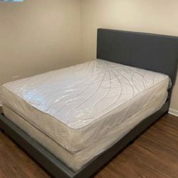 Nuevo marco de cama con colchón, tamaño matrimonial y queen