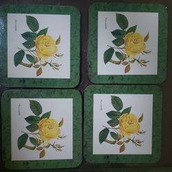 Vintage  4 Coasters Home Essentials by Godinger Yello Rose