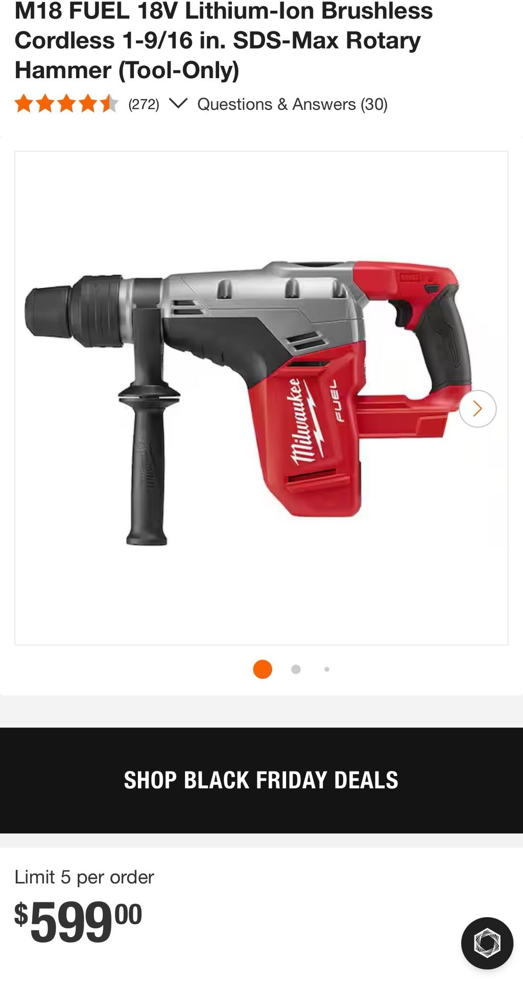 Milwaukee M18 Fuel Rotary Hammer. 