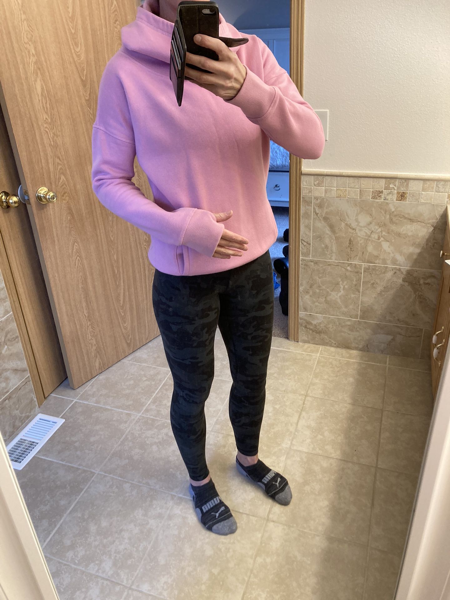 Zyia Cowl Neck Pink Hoodie Small
