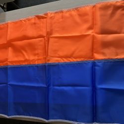 New Custom-Made Commercial, Outdoor Orange And Blue Flag 