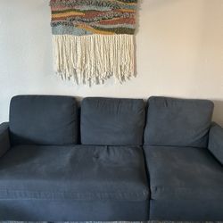 Grey/Navy Blue Couch Fits 3 People