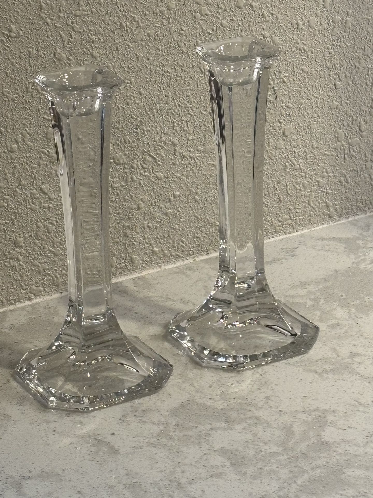 Pair of crystal candle sticks
