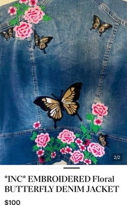 Inc embroidered floral jacket