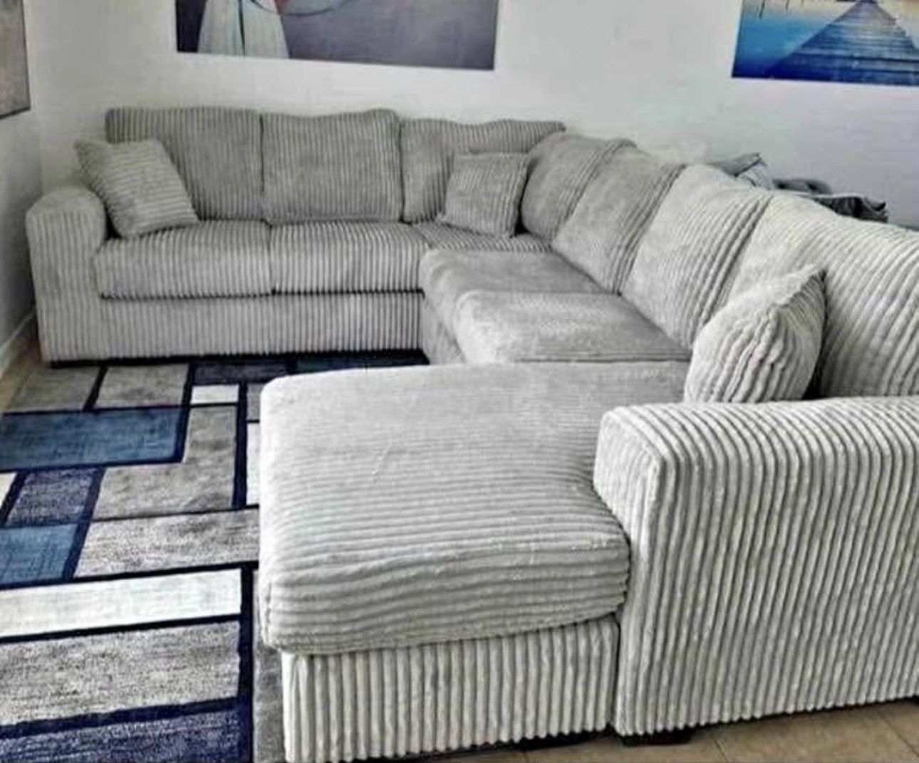 Grey sofa couch sectional very large 118x88