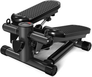 UPREIGN Mini Stair Stepper – 300LB Capacity, Low-Impact Home Exercise Stepper with Digital Monitor & Resistance Bands (Black)