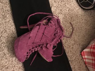 Purple leather heels - size 7.5