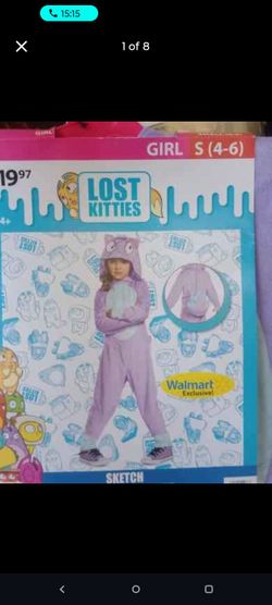 Lost Kitties Girls (4-6) Purple Sketch Costume
