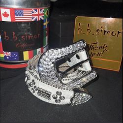 All White B.B Simon Belt 