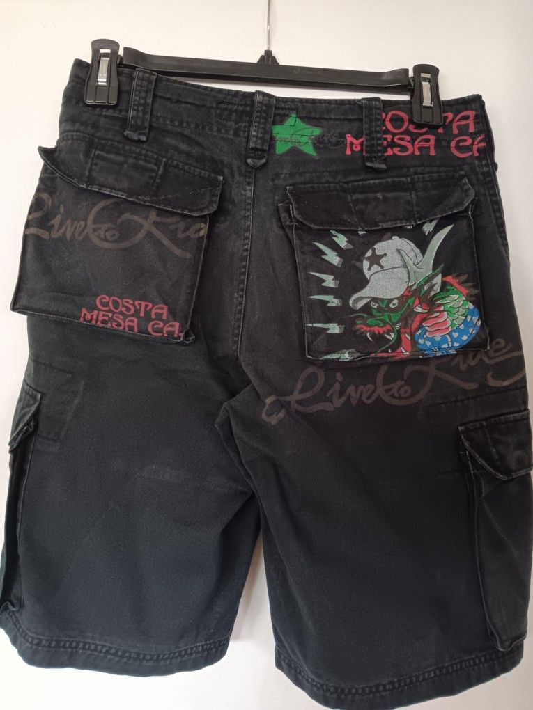 Y2k Red Snap Cargo Shorts Size 30