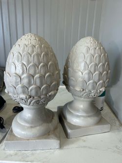 Cement acorn post topper , 2 available