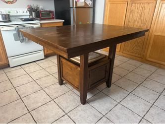 Large table with storage and leaf