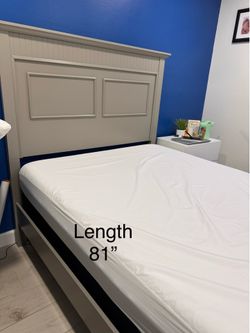 Grey Full Size Bed Frame With Mattress, Measurements In Photos