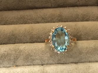 Vermeil blue topaz and white topaz ring
