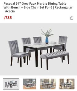 Grey faux marble table set