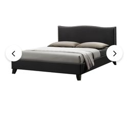 NWT Studded Black Faux Leather Queen Bed