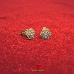 Fancy hexagon Diamond earrings with 10K Gold and 0.62 CTW Diamond