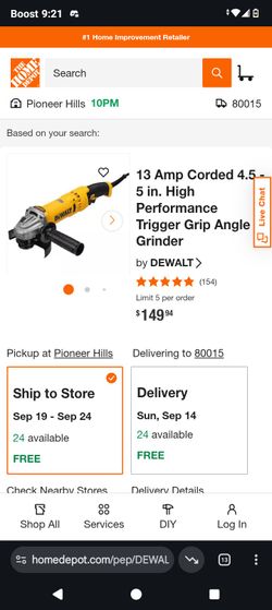 DeWalt Small Coreded Angle Grinder 