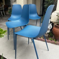 Brand New. (Set Of 4) Dining Chairs. Poly And Bark. Blue. $149