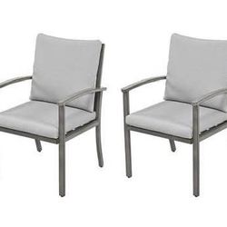 Assembled New Outdoor Dining Chairs Set of 2 Patio Dining Chairs with Thick Cushion High Backrest