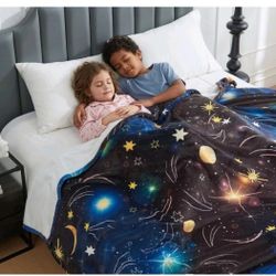 Cozy Bliss Starry Sky Printed Throw Blanket 90”x90 New. Gift Pack