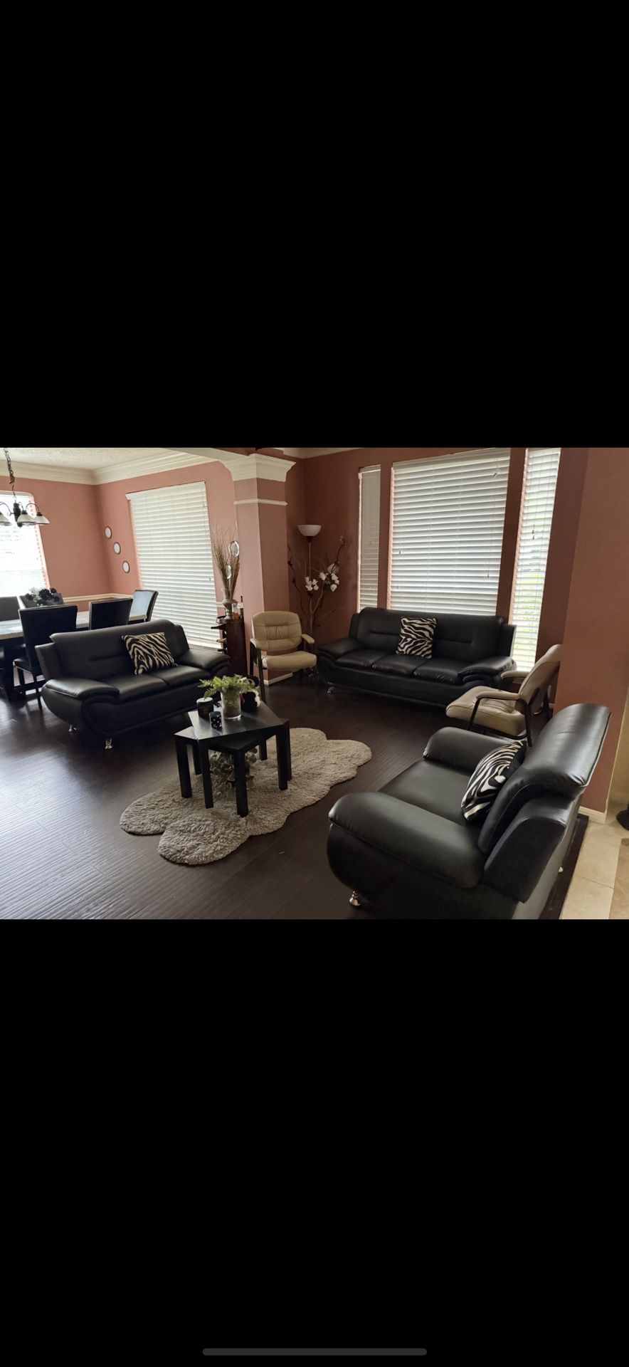 Black Sofa Set 3pcs Black