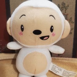FISHER PRICE 2009 MATTEL INC.  WHITE  MONKEY  PLUSH  TOY  APROX  5 PRE-OWNED  