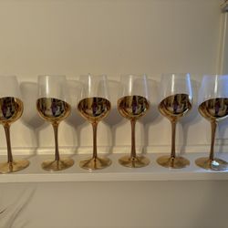 Set Of Six Crystal Stemware Glasses $5