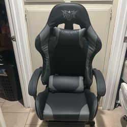 Gaming Chair Black/gray Reclines Leg Rest New