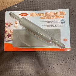 Silicone Rolling Pin And Baking Mat Set