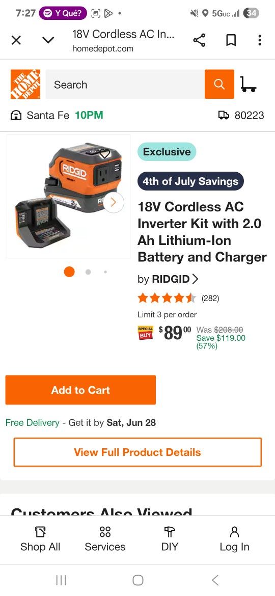 Rigid 18v Inverter