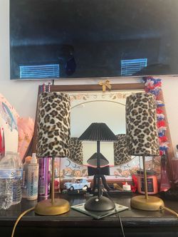 2 Vintage Leopard Lamps