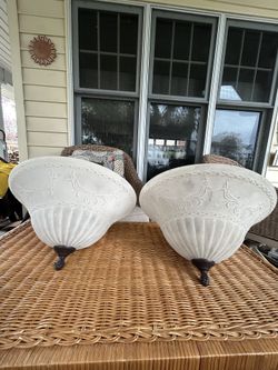 Set Of 2 Bulbs Ceiling Lights 13"Total Height /11-1/2"H Glass X 15-1/2"W