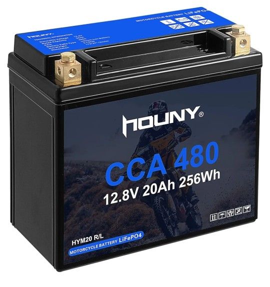 12V 20Ah LiFePO4 Motorcycle Battery, 480 CCA, Maintenance-Free with Advanced BMS, Compatible with Harley-Davidson, Ducati, Honda, Kawasaki, Suzuki, BM