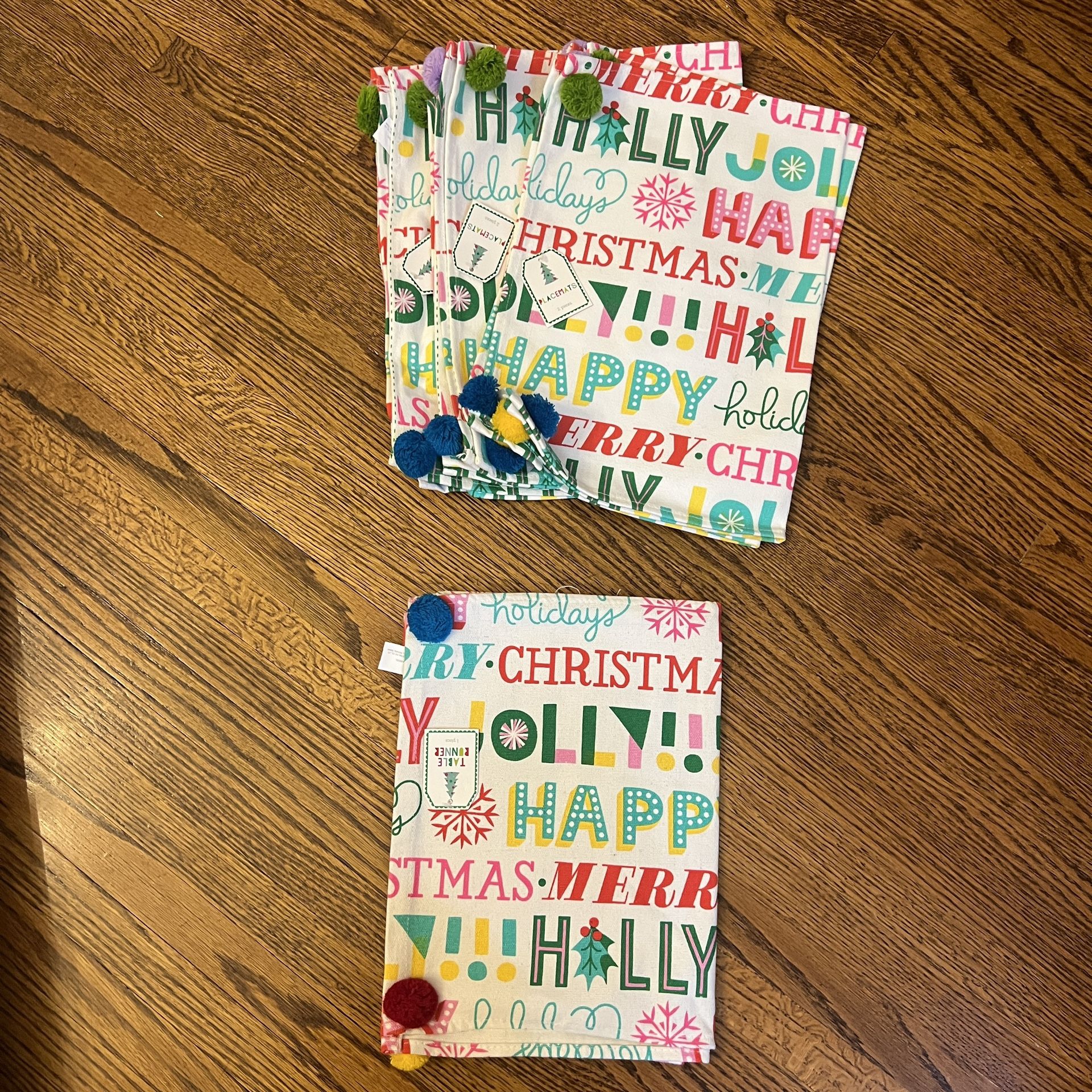 Target Bullseye Christmas Placemats (6 each) and Table Runner (1 each) NWT